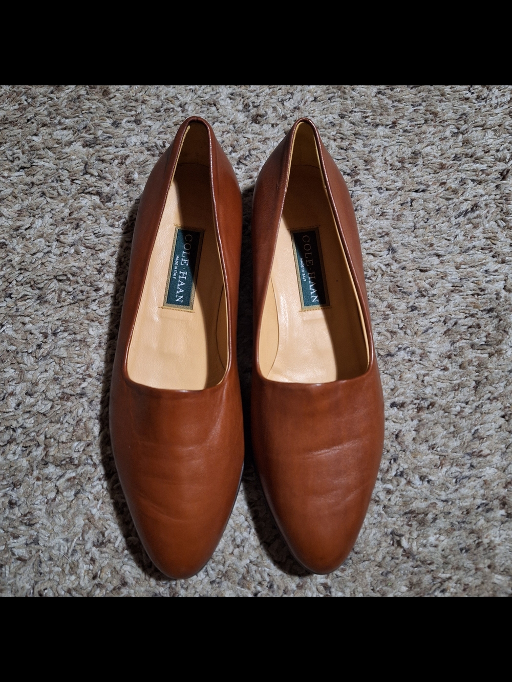 Cole Haan Vintage Italian Leather Loafers Cognac Size 9 B